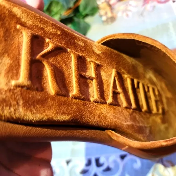 KHAITE Brown Suede Slide Sandals