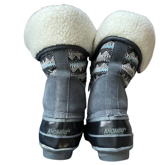 Khombu Cold Weather Duck Boot Faux Fur Winter Rain Leather Snow Boots (size 9)