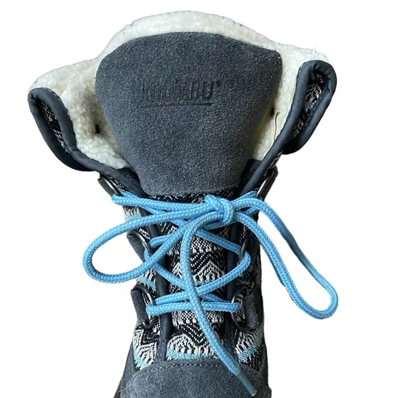 Khombu Cold Weather Duck Boot Faux Fur Winter Rain Leather Snow Boots (size 9)