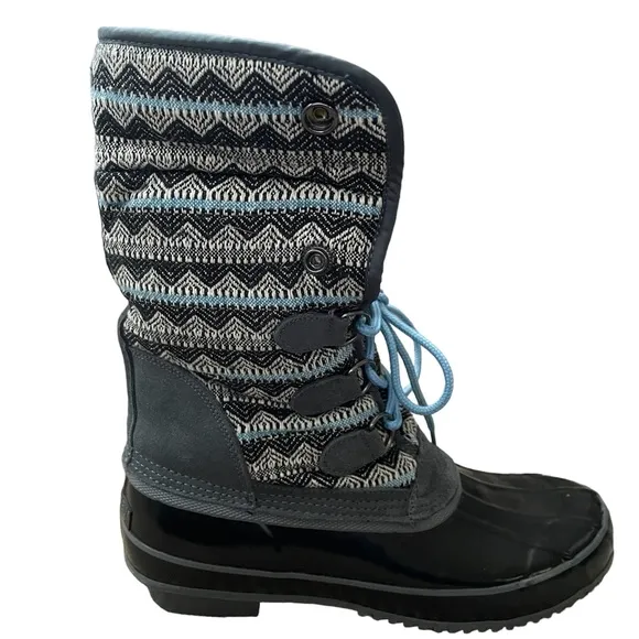 Khombu Cold Weather Duck Boot Faux Fur Winter Rain Leather Snow Boots (size 9)