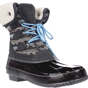 Khombu Cold Weather Duck Boot Faux Fur Winter Rain Leather Snow Boots (size 9)