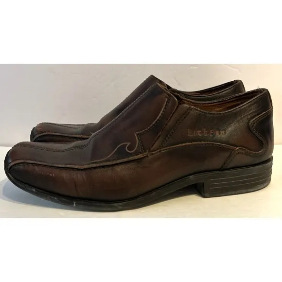 Kickers Mens Brown‎ Leather Loafers shoes Portugal Vtg Beetles Size 42