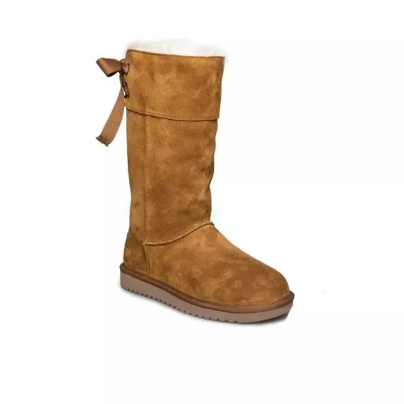 KOOLABURA BY UGG ANDRAH CHESTNUT TALL BOW COMFORTABLE BOOTS Sz 8