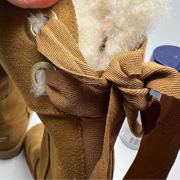 KOOLABURA BY UGG ANDRAH CHESTNUT TALL BOW COMFORTABLE BOOTS Sz 8