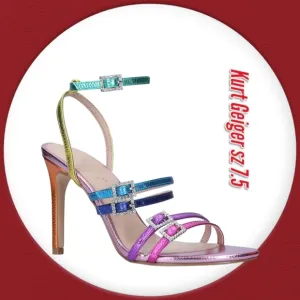 Kurt Geiger Women's Multicolor Strappy Stiletto Rhinstone Buckle Sandals