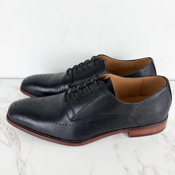 La Milano Men’s Jordan Black Oxford Formal Shoes Sz 10