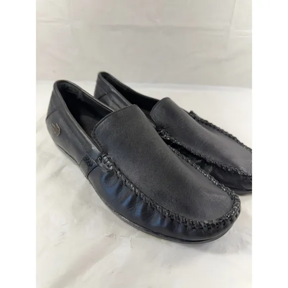 Lacoste  Men's Leather Loafer Shoes black Italy size 9