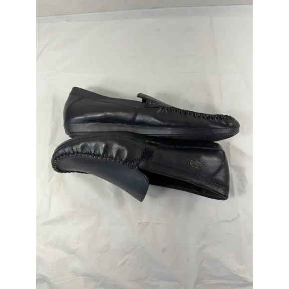 Lacoste  Men's Leather Loafer Shoes black Italy size 9