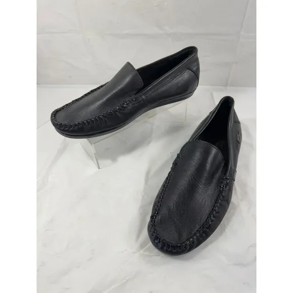 Lacoste  Men's Leather Loafer Shoes black Italy size 9