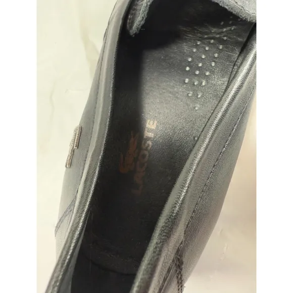 Lacoste  Men's Leather Loafer Shoes black Italy size 9