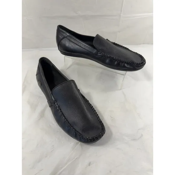 Lacoste  Men's Leather Loafer Shoes black Italy size 9