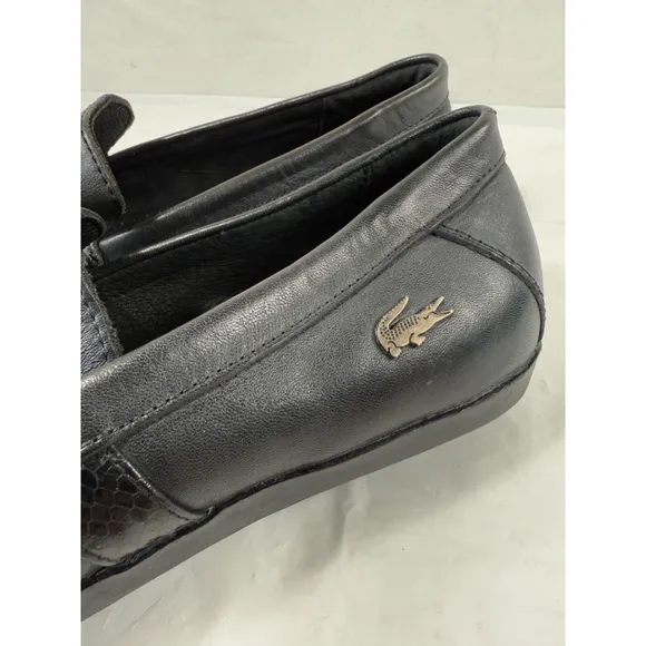 Lacoste  Men's Leather Loafer Shoes black Italy size 9