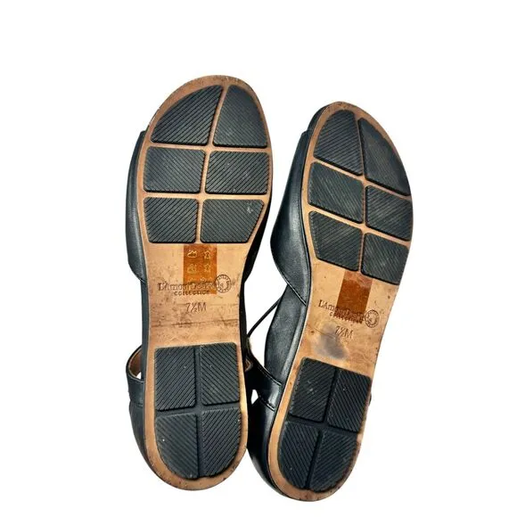 L'Amour Des Pieds Darron Black Leather Open Toe Sandals Boho Comfort Womens 7.5