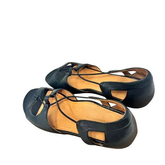 L'Amour Des Pieds Darron Black Leather Open Toe Sandals Boho Comfort Womens 7.5
