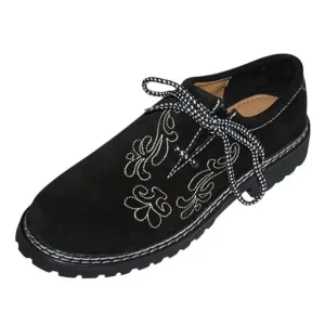 Lederhosen Bavarian Leather Shoes Mens 10.5 Black Embroidery Orff Oktoberfest