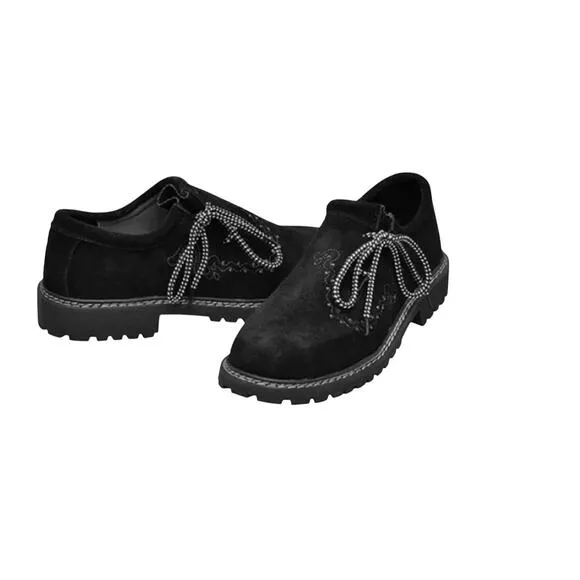Lederhosen Bavarian Leather Shoes Mens 10.5 Black Embroidery Orff Oktoberfest