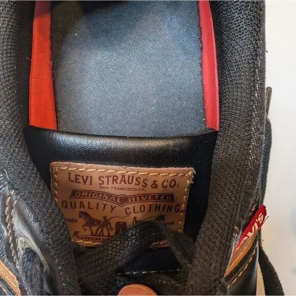 Levi’s Men’s Size 10.5 Lace-up Dark Denim &amp; Caramel Brown Leather Shoe