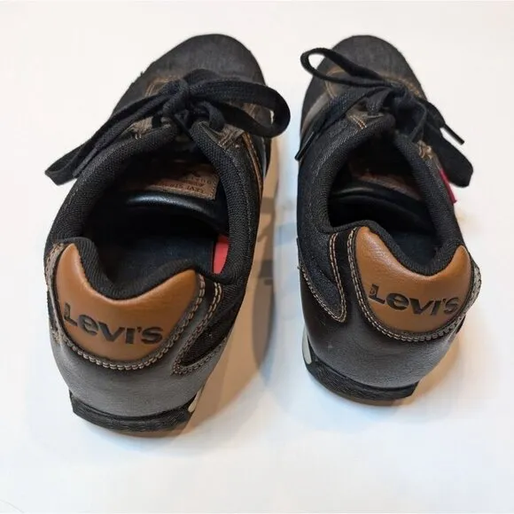 Levi’s Men’s Size 10.5 Lace-up Dark Denim &amp; Caramel Brown Leather Shoe