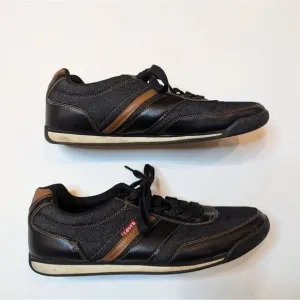 Levi’s Men’s Size 10.5 Lace-up Dark Denim &amp; Caramel Brown Leather Shoe