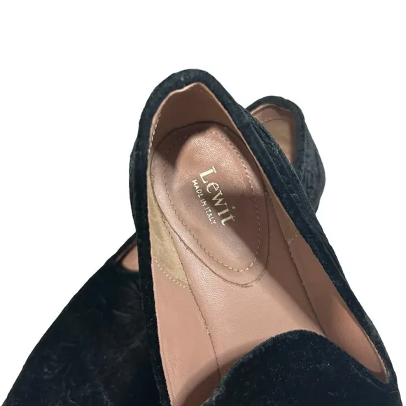 Lewit Loafers | black velvet embossed flat shoes | size 37 Italian made in Italy