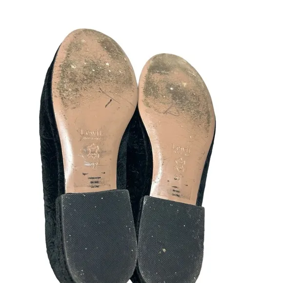 Lewit Loafers | black velvet embossed flat shoes | size 37 Italian made in Italy