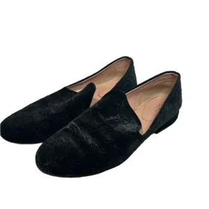 Lewit Loafers | black velvet embossed flat shoes | size 37 Italian made in Italy
