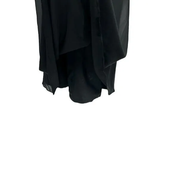 Lillian’s V Neck Faux Wrap Beaded Banding Waist Black Formal Dress Gown Size 6
