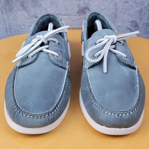 LL Bean Casco Bay Boat Shoes Moccasin Men's Size 11.5 EE Gray White Lace 233933