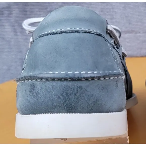 LL Bean Casco Bay Boat Shoes Moccasin Men's Size 11.5 EE Gray White Lace 233933