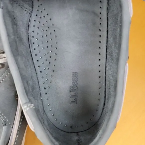 LL Bean Casco Bay Boat Shoes Moccasin Men's Size 11.5 EE Gray White Lace 233933