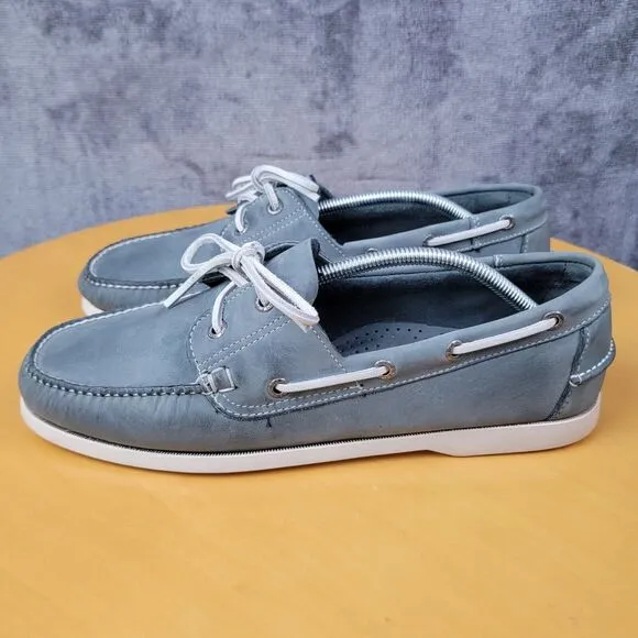 LL Bean Casco Bay Boat Shoes Moccasin Men's Size 11.5 EE Gray White Lace 233933