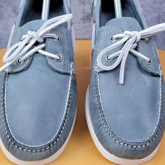 LL Bean Casco Bay Boat Shoes Moccasin Men's Size 11.5 EE Gray White Lace 233933