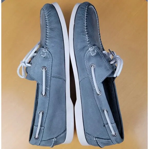 LL Bean Casco Bay Boat Shoes Moccasin Men's Size 11.5 EE Gray White Lace 233933