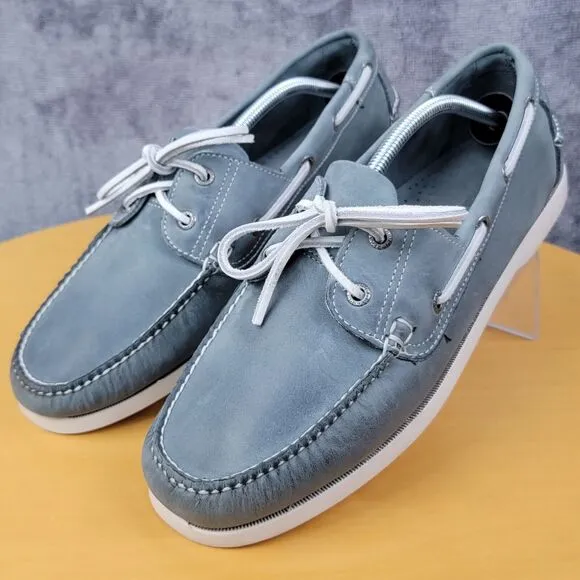 LL Bean Casco Bay Boat Shoes Moccasin Men's Size 11.5 EE Gray White Lace 233933