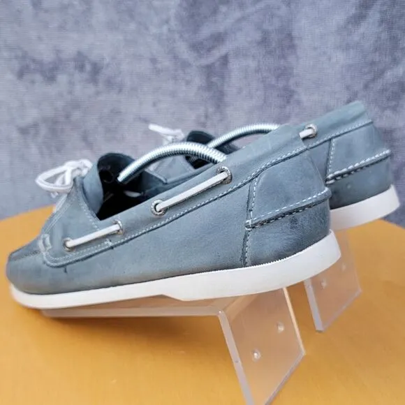 LL Bean Casco Bay Boat Shoes Moccasin Men's Size 11.5 EE Gray White Lace 233933