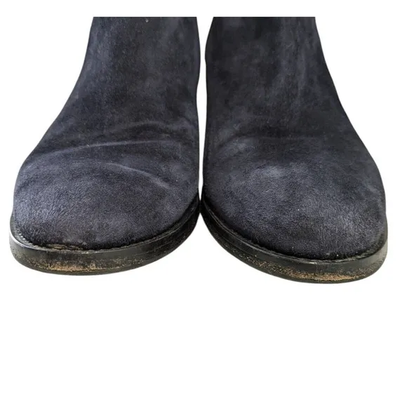 Luca Grossi Per Carucci Navy Blue Suede Ankle Booties Boots Size 39.5 Italy Zip