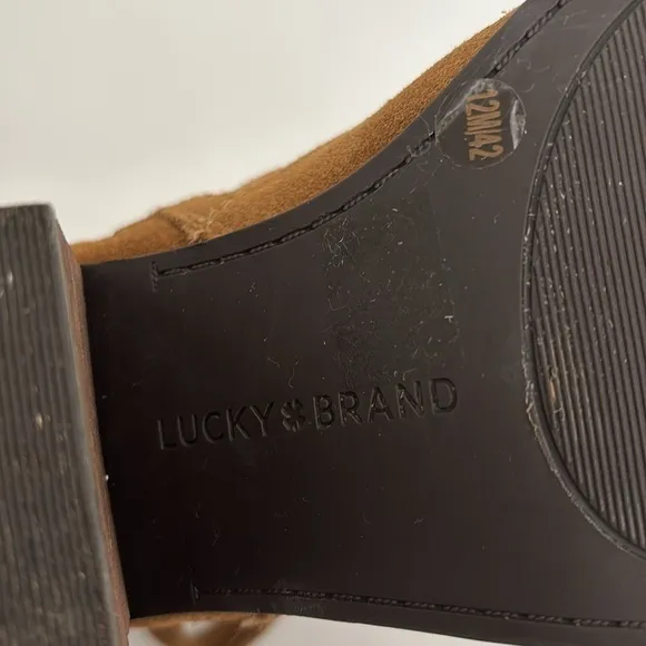 Lucky Brand Brown Suede Leather Zip Ankle Boots Shoes Women’s Size 12‎