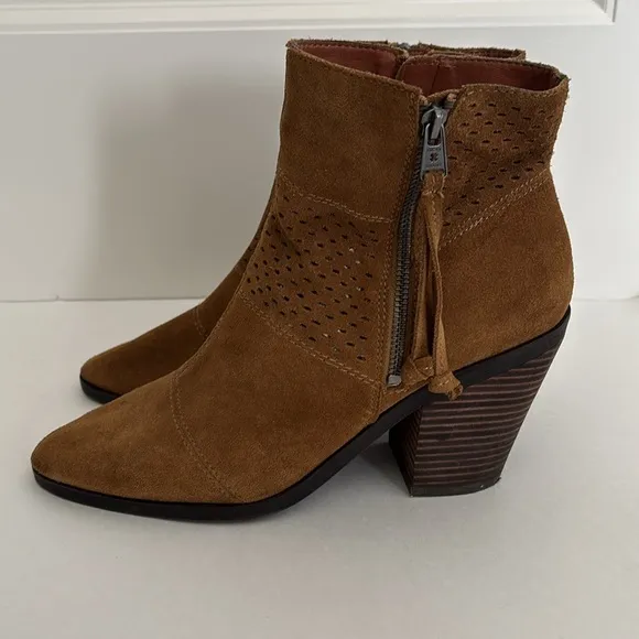 Lucky Brand Brown Suede Leather Zip Ankle Boots Shoes Women’s Size 12‎