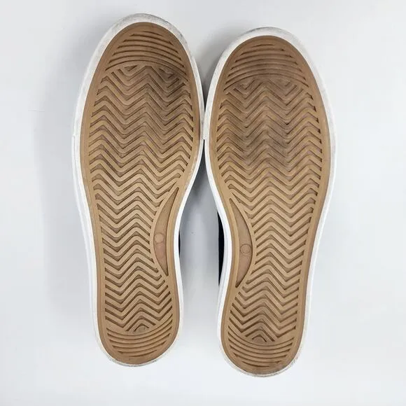 M. Gemi Sneakers Women 8.5M The Gina Navy Blue Linen &amp; Brown Leather Slip-on