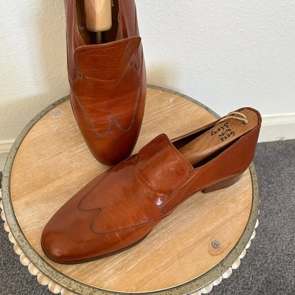 Made Expressly for Davids in Italy Vero Cuoio Brown Leather Shoes Size 7