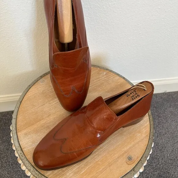 Made Expressly for Davids in Italy Vero Cuoio Brown Leather Shoes Size 7