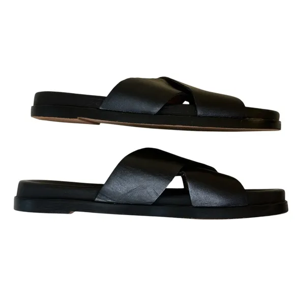 MADEWELL Black Crisscross Slide Sandals