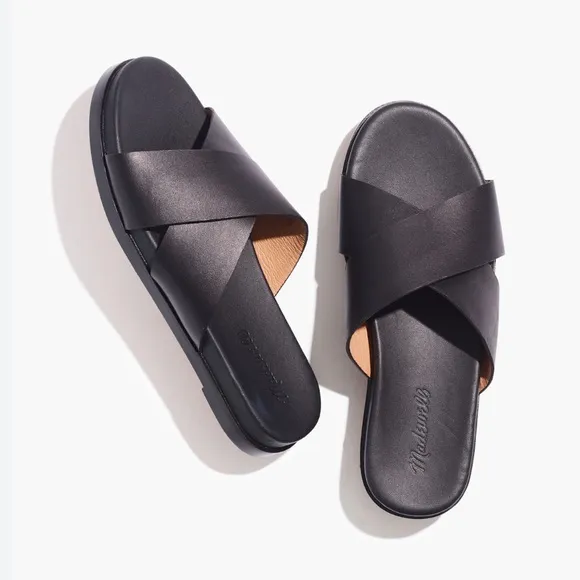 MADEWELL Black Crisscross Slide Sandals
