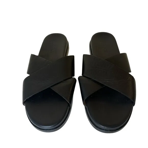 MADEWELL Black Crisscross Slide Sandals