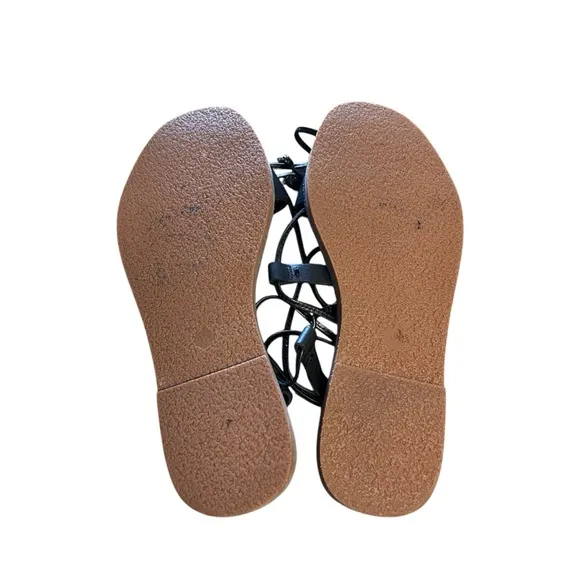 Madewell The Boardwalk Lace-Up Sandal Black Leather SZ 5 1/2