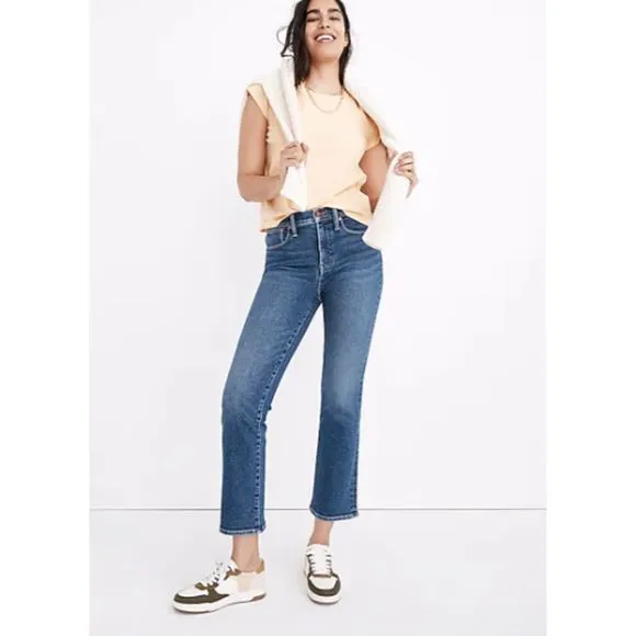 Madewell Womens Cali Demi-boot Jeans Size 24 Blue Bodney Wash Mid Rise