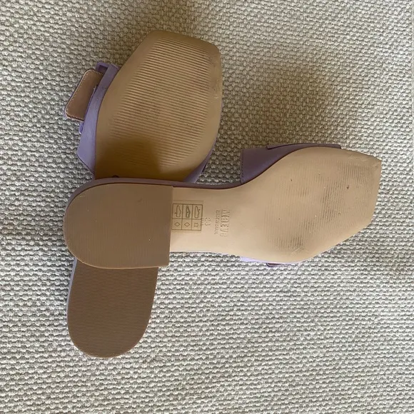 Maeve Buckle Slide Sandals Mules, Lavender Suede with Decorative Buckle Size 7.5