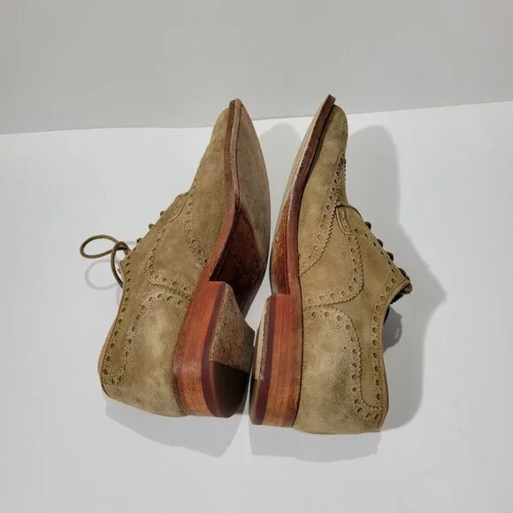 Magnanni Cap Toe Brogue Oxford Mens Brown Suede Dress Shoes Sz 9 M