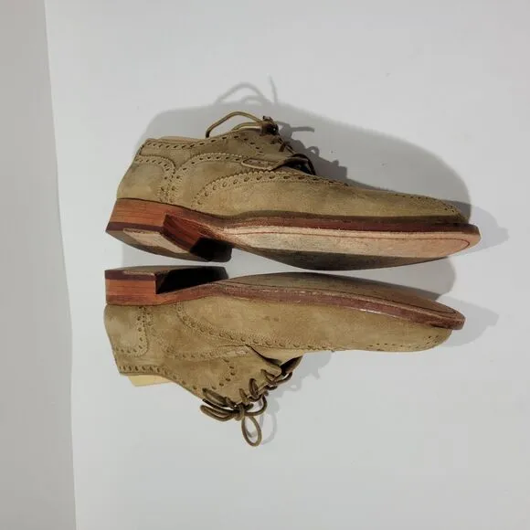 Magnanni Cap Toe Brogue Oxford Mens Brown Suede Dress Shoes Sz 9 M