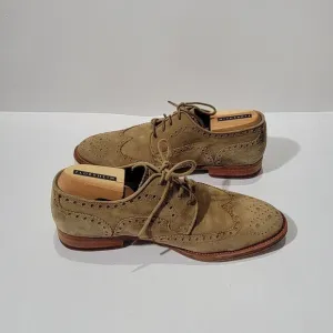 Magnanni Cap Toe Brogue Oxford Mens Brown Suede Dress Shoes Sz 9 M